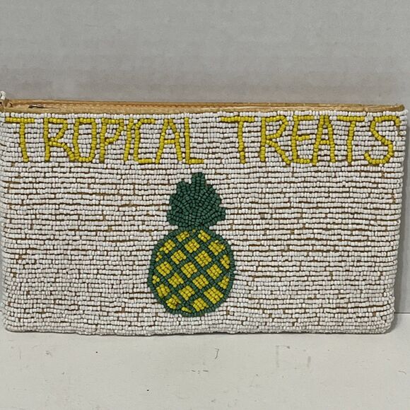 Beautiful Handmade Beaded Wristlet Pineapple Tropical Treats Bag Wallet 9”x5” - Picture 2 of 5